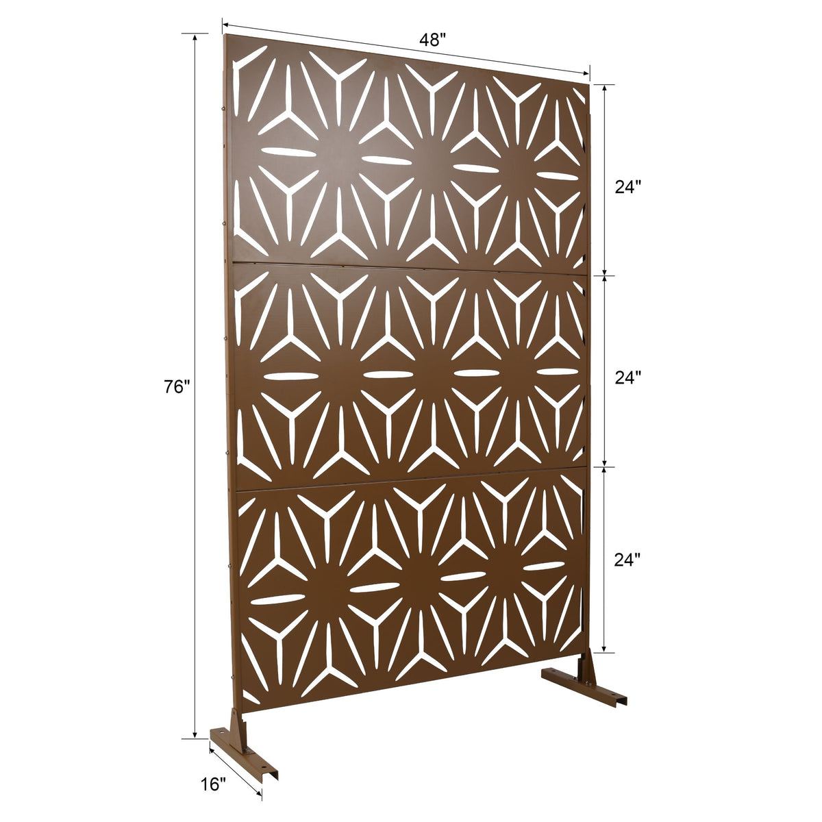 Metal Privacy Screen Room Divider with Freestanding Panels - Black, White, Dark Brown, photo 19 of 40