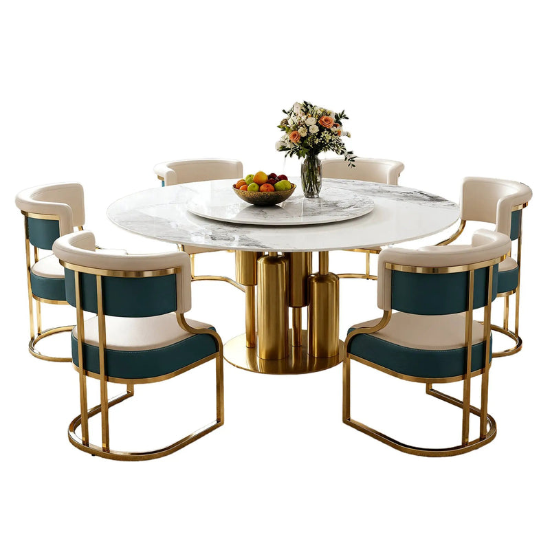 59" Round Sintered Stone Dining Table Set by HouseOfZazla