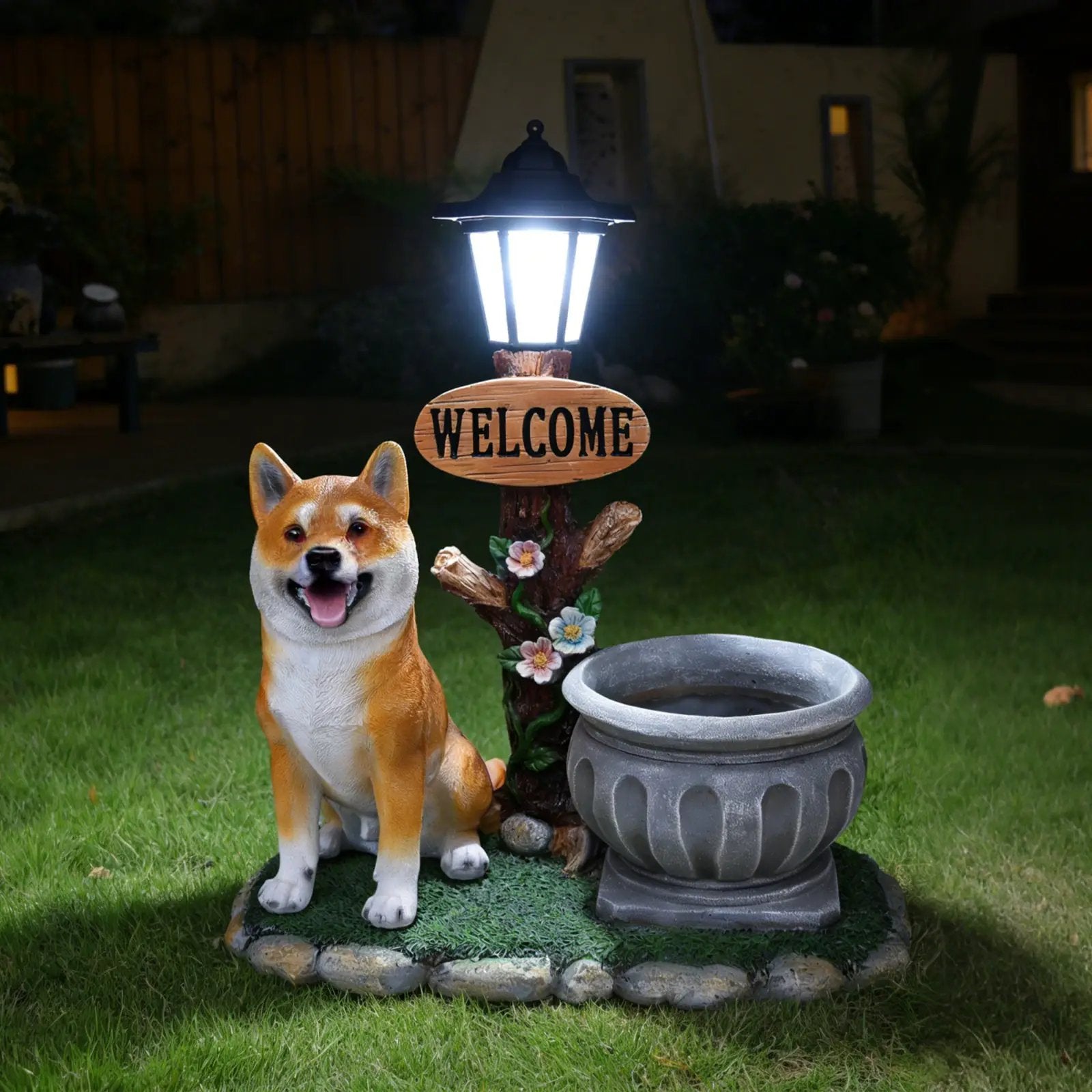 Sitting Akita Dog Planter Garden Decor by HouseOfZazla