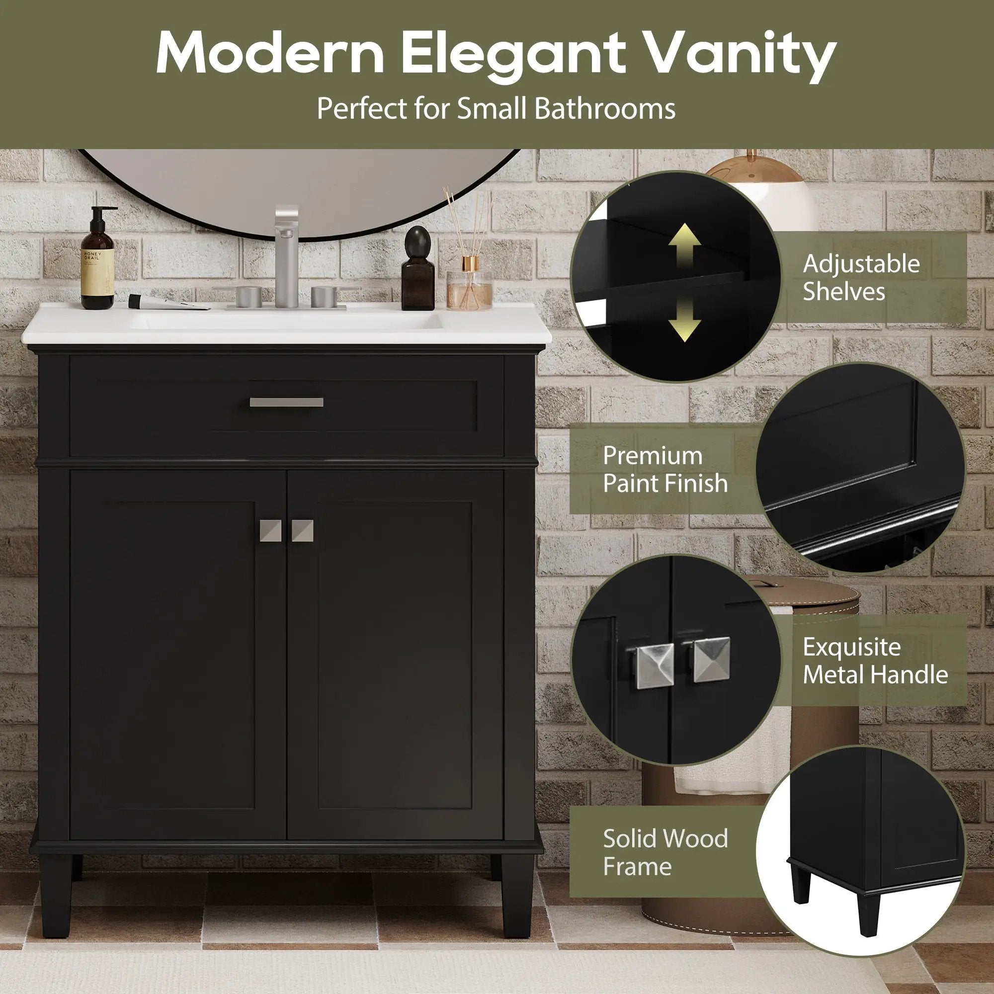 Bathroom Vanity With Ceramic Basin, Soft Close Door And Adjustable Shelves by Unique Piece Furniture