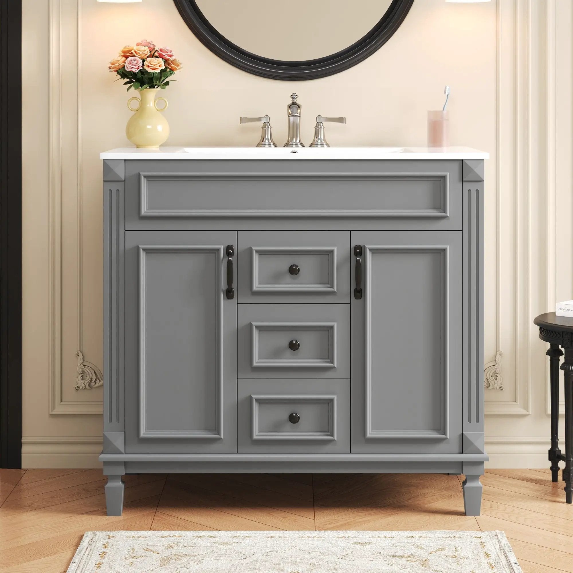 Bathroom Vanity With Top Sink, Basin On Cabinet With 2 Soft Closing Doors And 2 Drawers by Unique Piece Furniture
