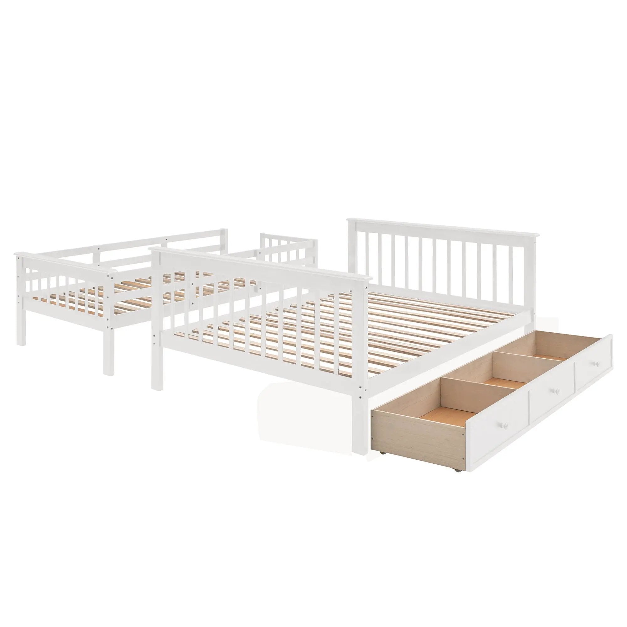 Stairway Bunk Bed With Storage And Guard Rail For Bedroom by HouseOfZazla