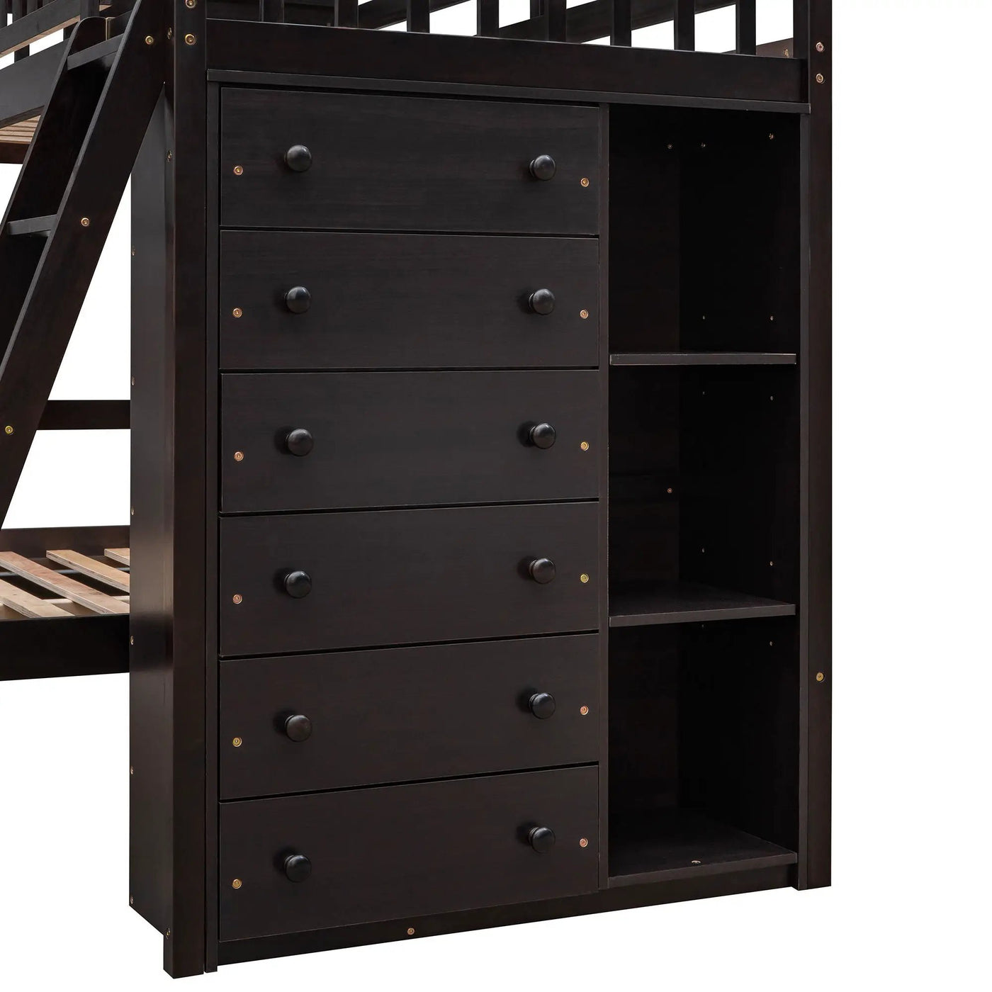 Bunk Bed With 6 Drawers And Flexible Shelves, Bottom Bed With Wheels by HouseOfZazla