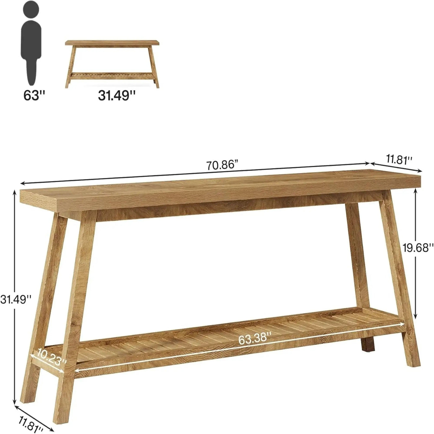 Extra Long Console Table With 2 Tier Open Storage by HouseOfZazla