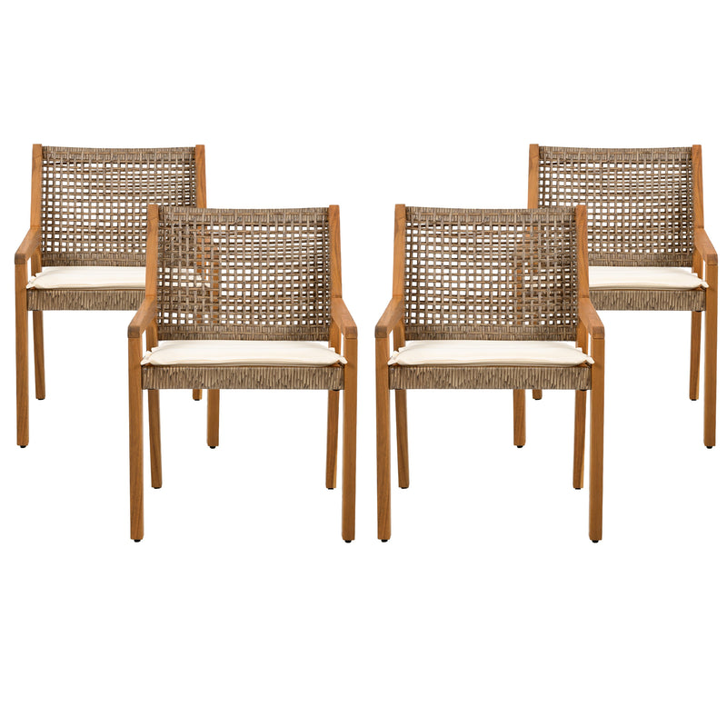 Outdoor Dining Chair - Acacia Wood & Wicker by HouseOfZazla