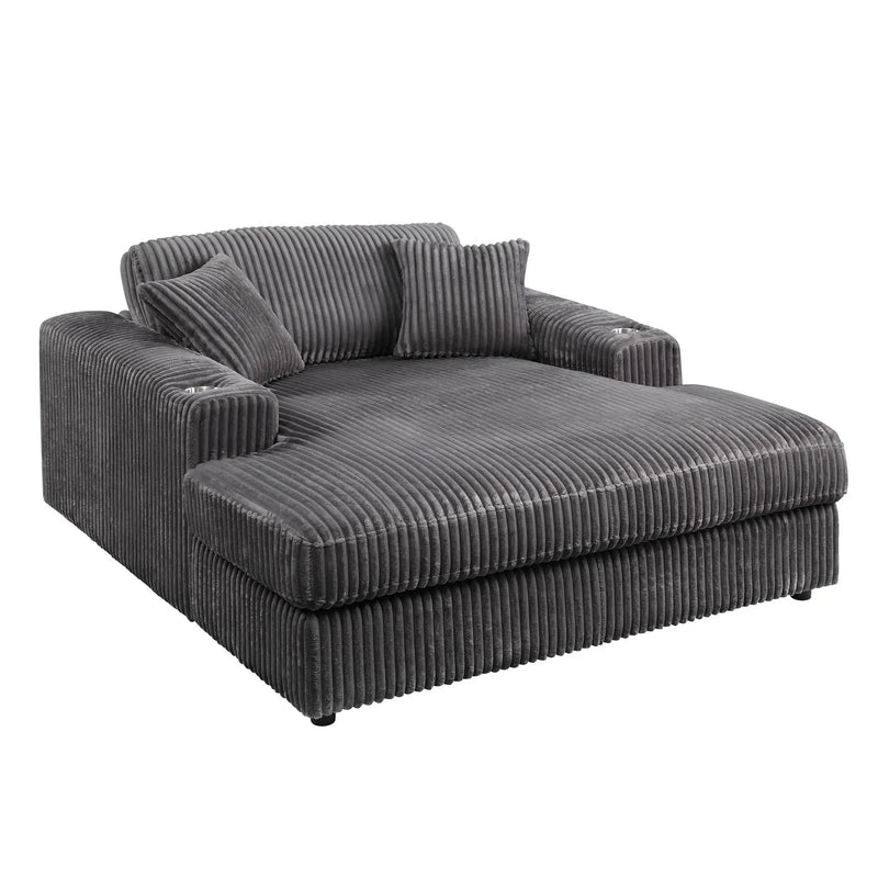 Hilde Chaise - With 2 Pillows - Dark Gray by Unique Piece Furniture