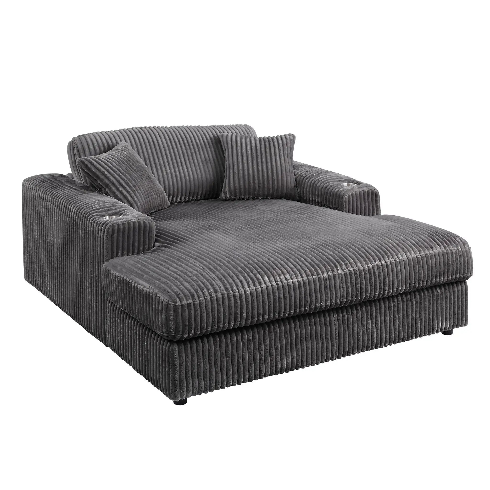 Hilde Chaise - With 2 Pillows - Dark Gray by HouseOfZazla