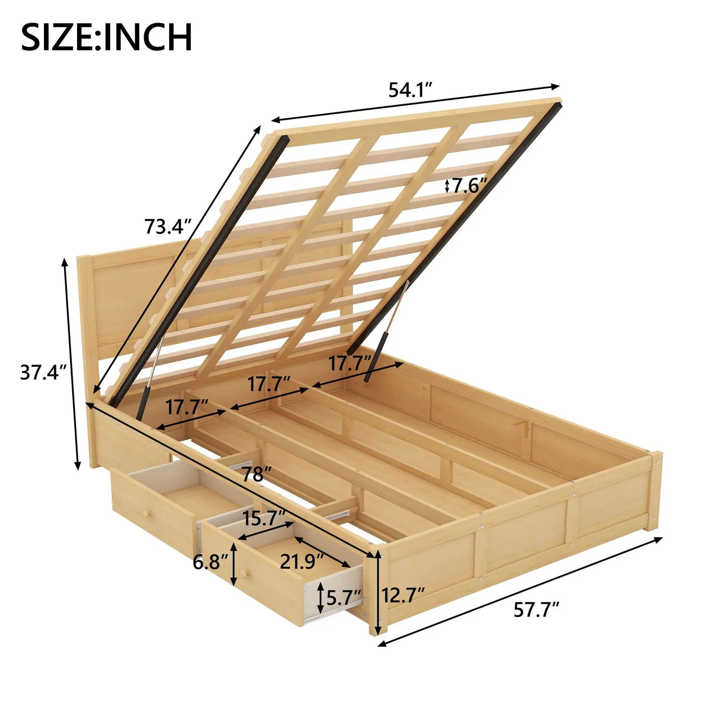 Platform Bed With Underneath Storage And 2 Drawers by HouseOfZazla