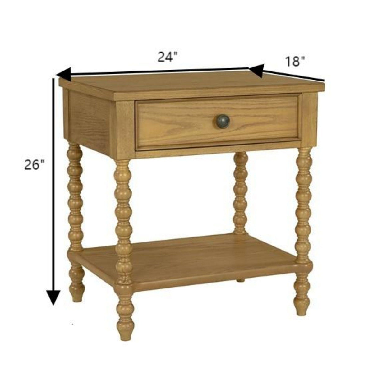 Traditional Durable Nightstand Table With Drawer And Shelf, photo 11 of 14