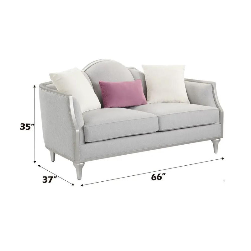 Kasa - Loveseat With 3 Pillows - Beige Linen & Champagne by Unique Piece Furniture