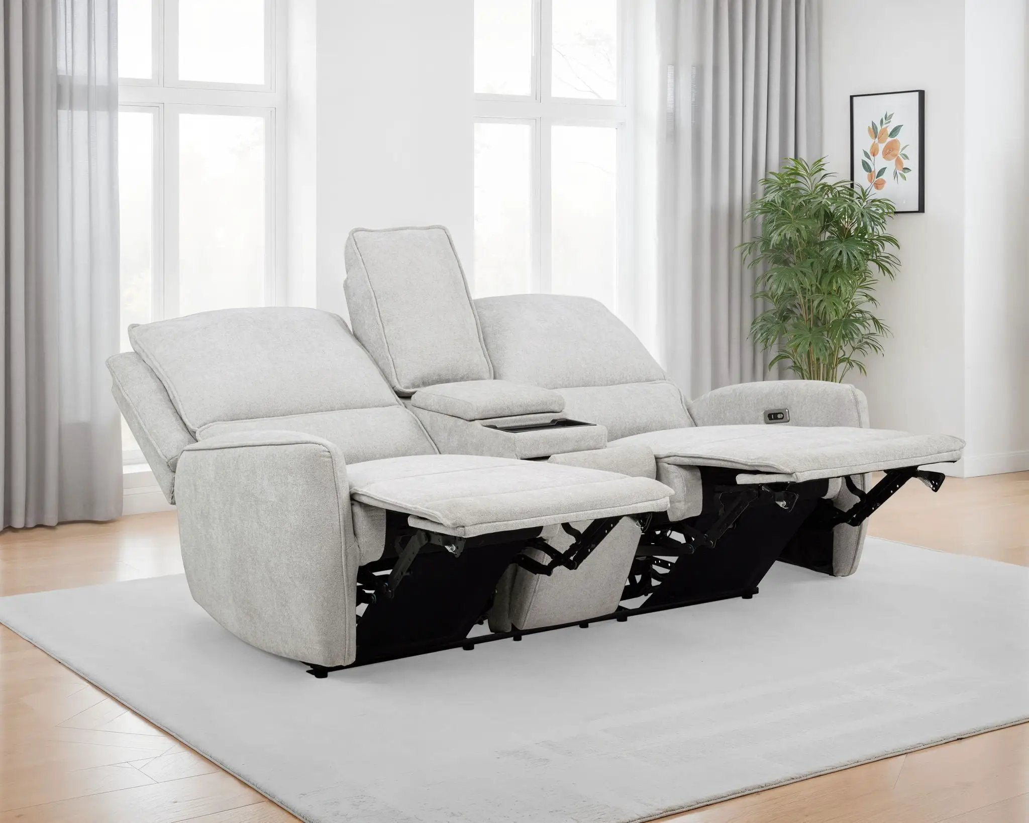Sylmar Chenille Upholstered Power Reclining Loveseat Dove Grey by Unique Piece Furniture