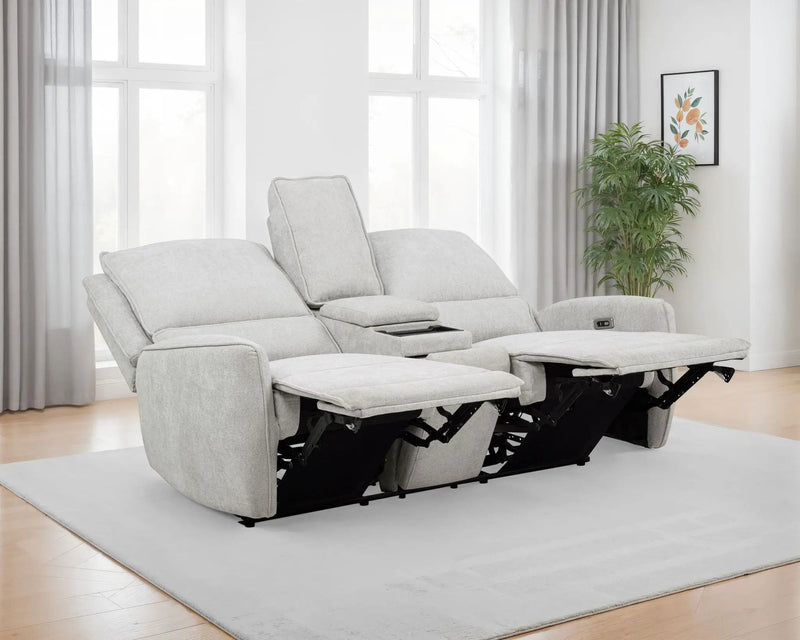 Sylmar Chenille Upholstered Power Reclining Loveseat Dove Grey by Unique Piece Furniture