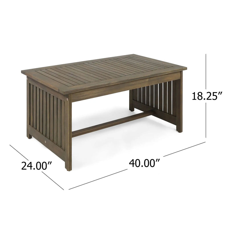 Acacia Wood Rectangular Patio Coffee Table for Outside by HouseOfZazla