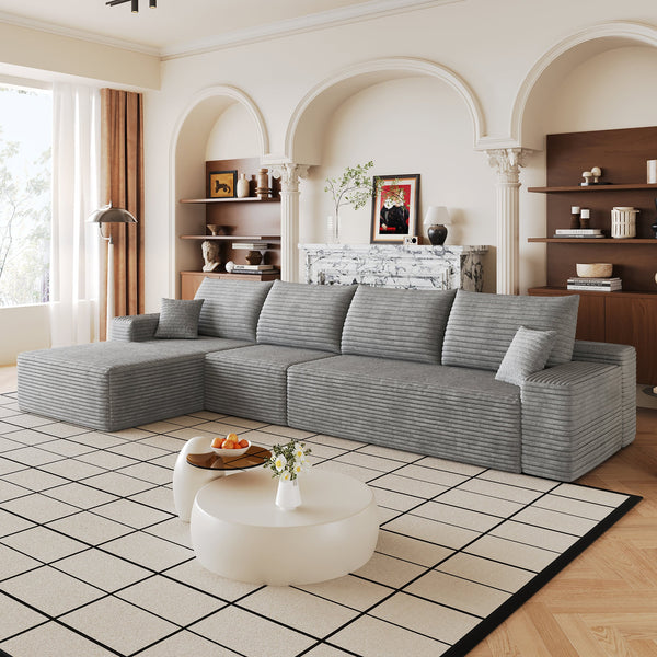135" Cloud Sectional Couch with L-Shape Chaise in Plush Corduroy, photo 2 of 8