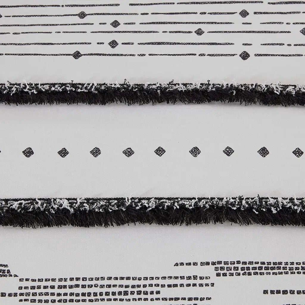Cotton Printed Comforter Set with Trims Black/White King/Cal King by HouseOfZazla