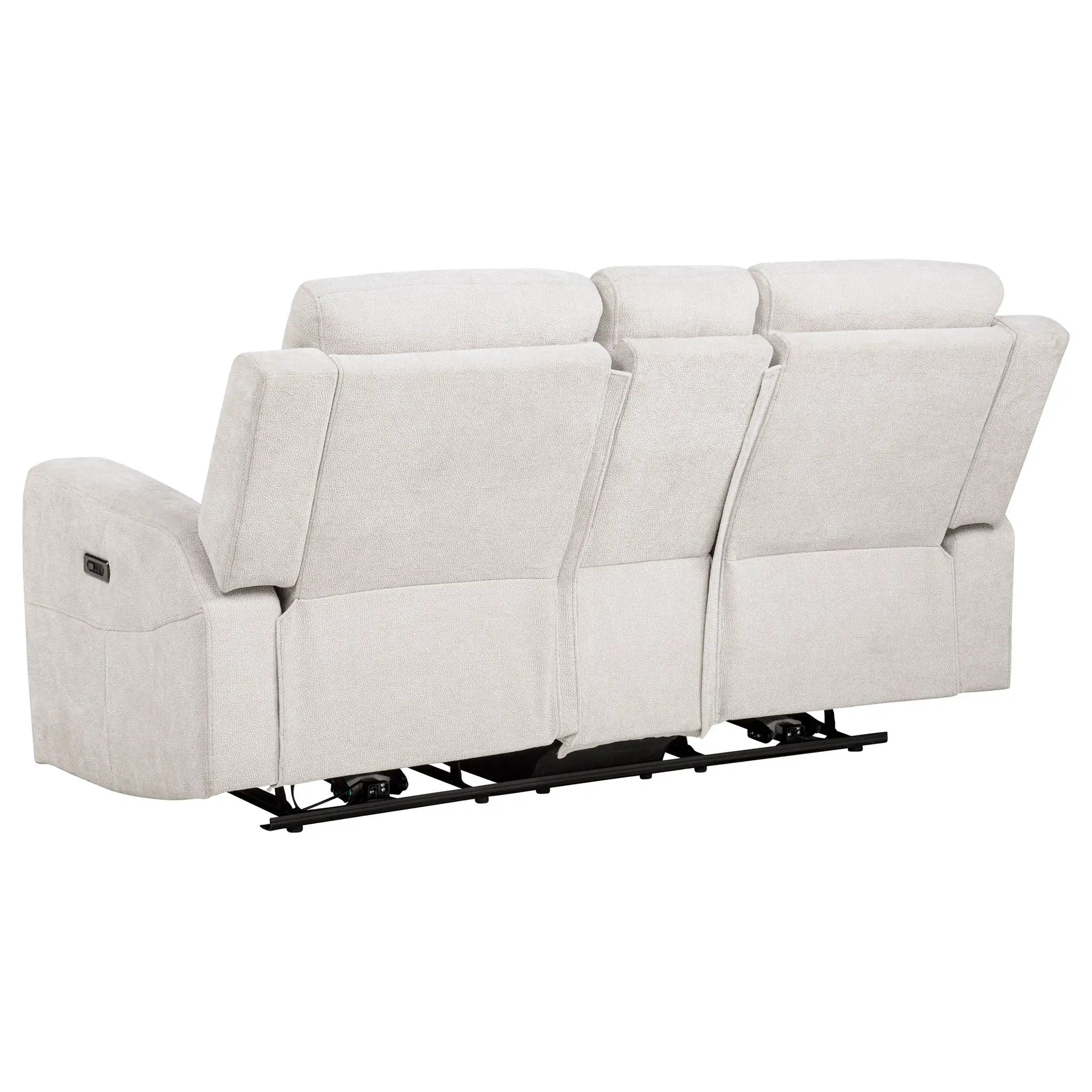 Kennett Chenille Upholstered Power Reclining Loveseat Ivory by Unique Piece Furniture