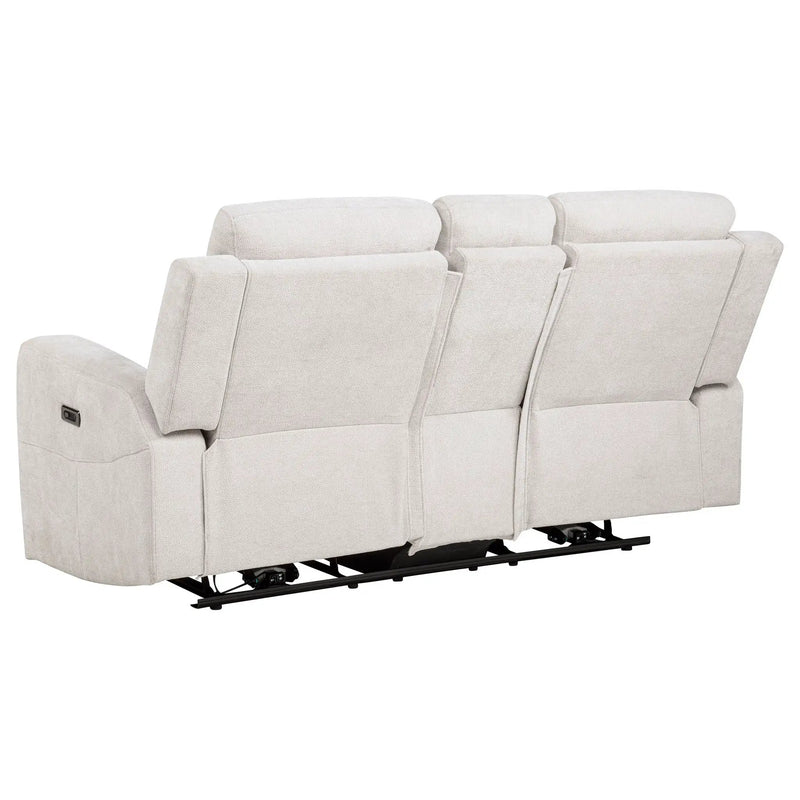 Kennett Chenille Upholstered Power Reclining Loveseat Ivory by Unique Piece Furniture