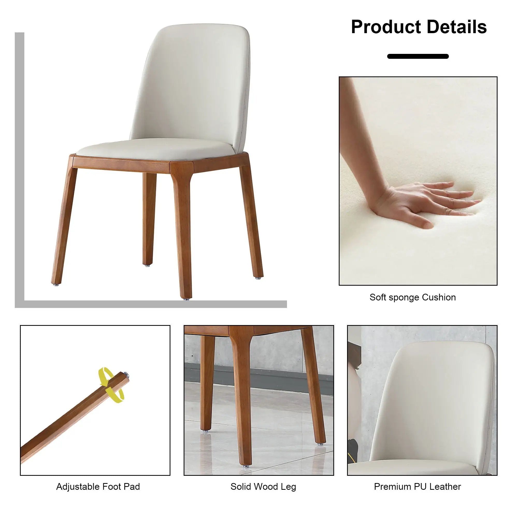 Modern Dining Chairs, Wooden Legs (Set of 2) - Gray by HouseOfZazla