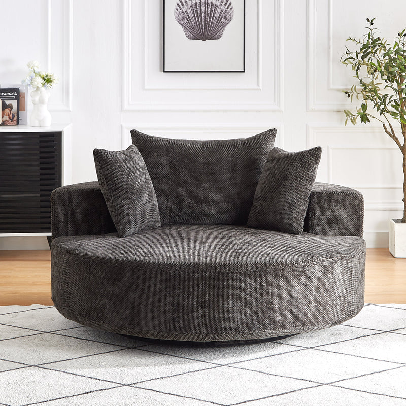 55'' Chenille Foam Single Swivel Chair by HouseOfZazla