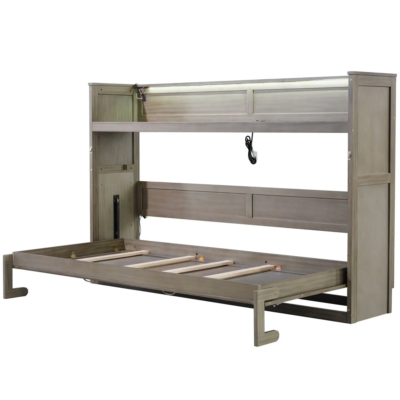 Murphy Bed With Desk, LED Light And USB Charging Station by HouseOfZazla
