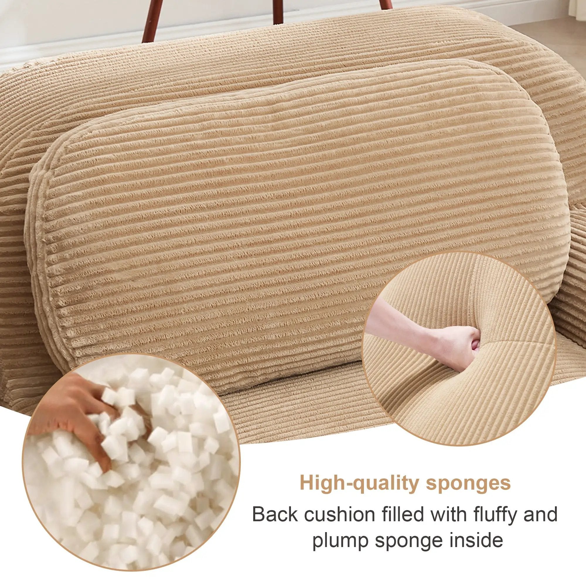 Three-Seat Modular Sofa With 3 Ottomans – Camel by HouseOfZazla