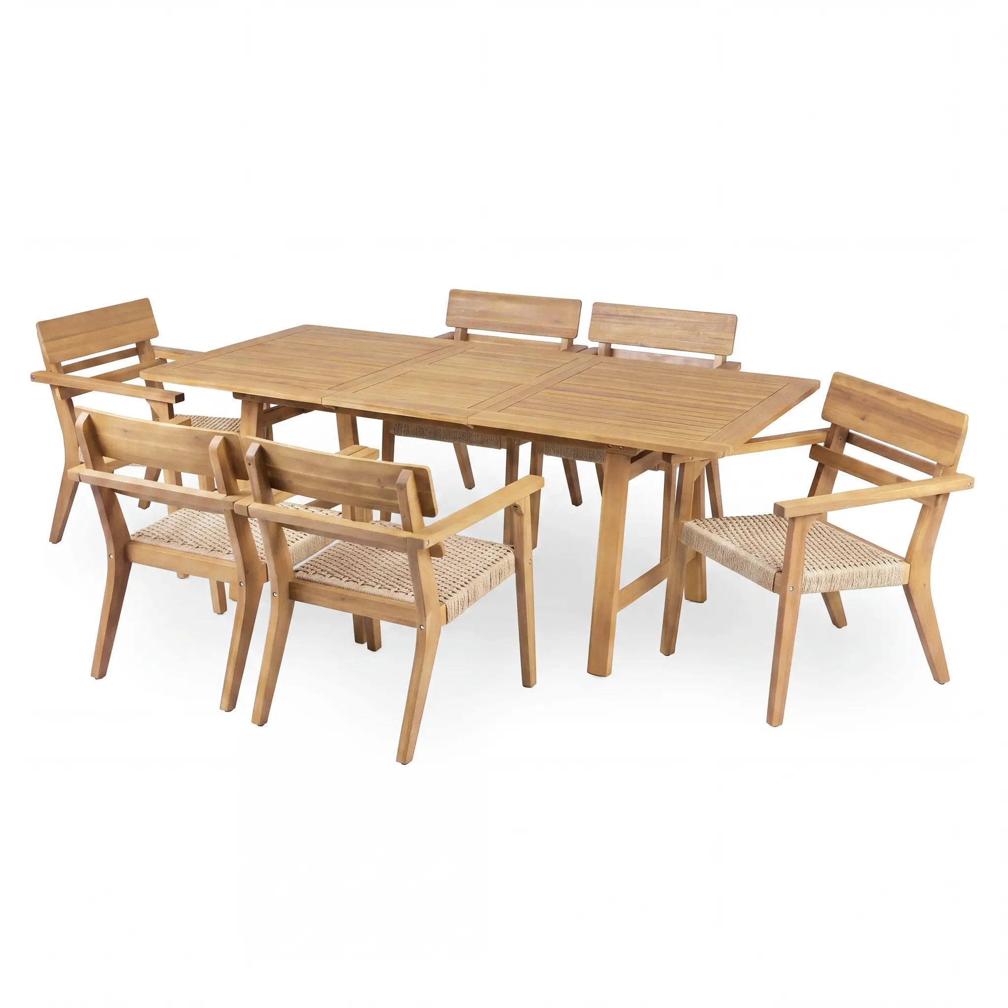 7-Piece Extendable Acacia Wood Outdoor Dining Set by HouseOfZazla