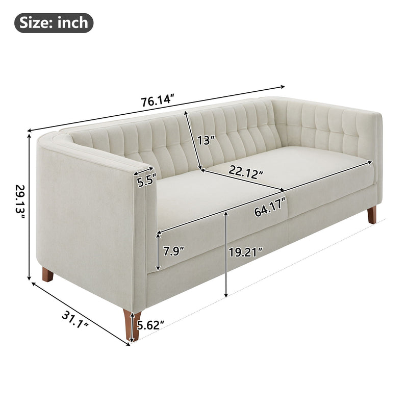 Modern 3 Seater Sofa Upholstered Couch with Curved Armrests by HouseOfZazla