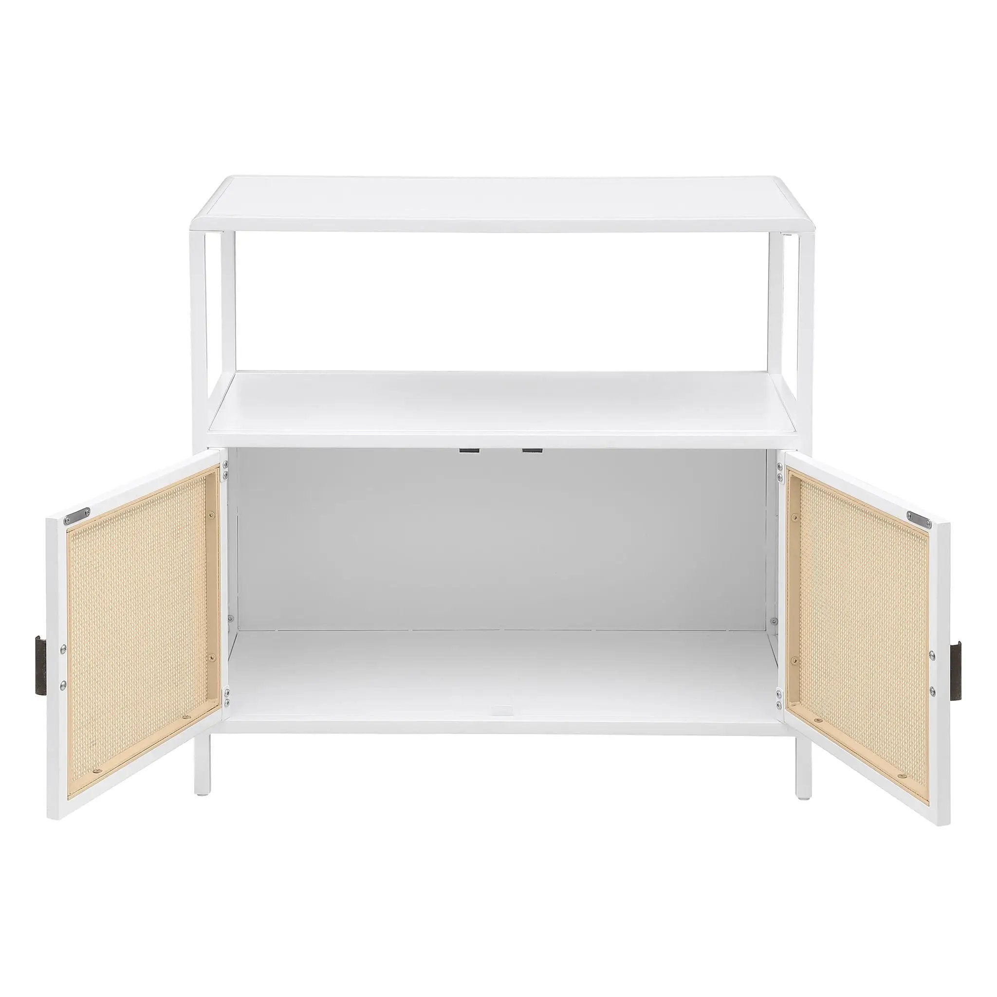 Amherst 2-door Radio Weave Cane Metal Accent Cabinet White by Unique Piece Furniture