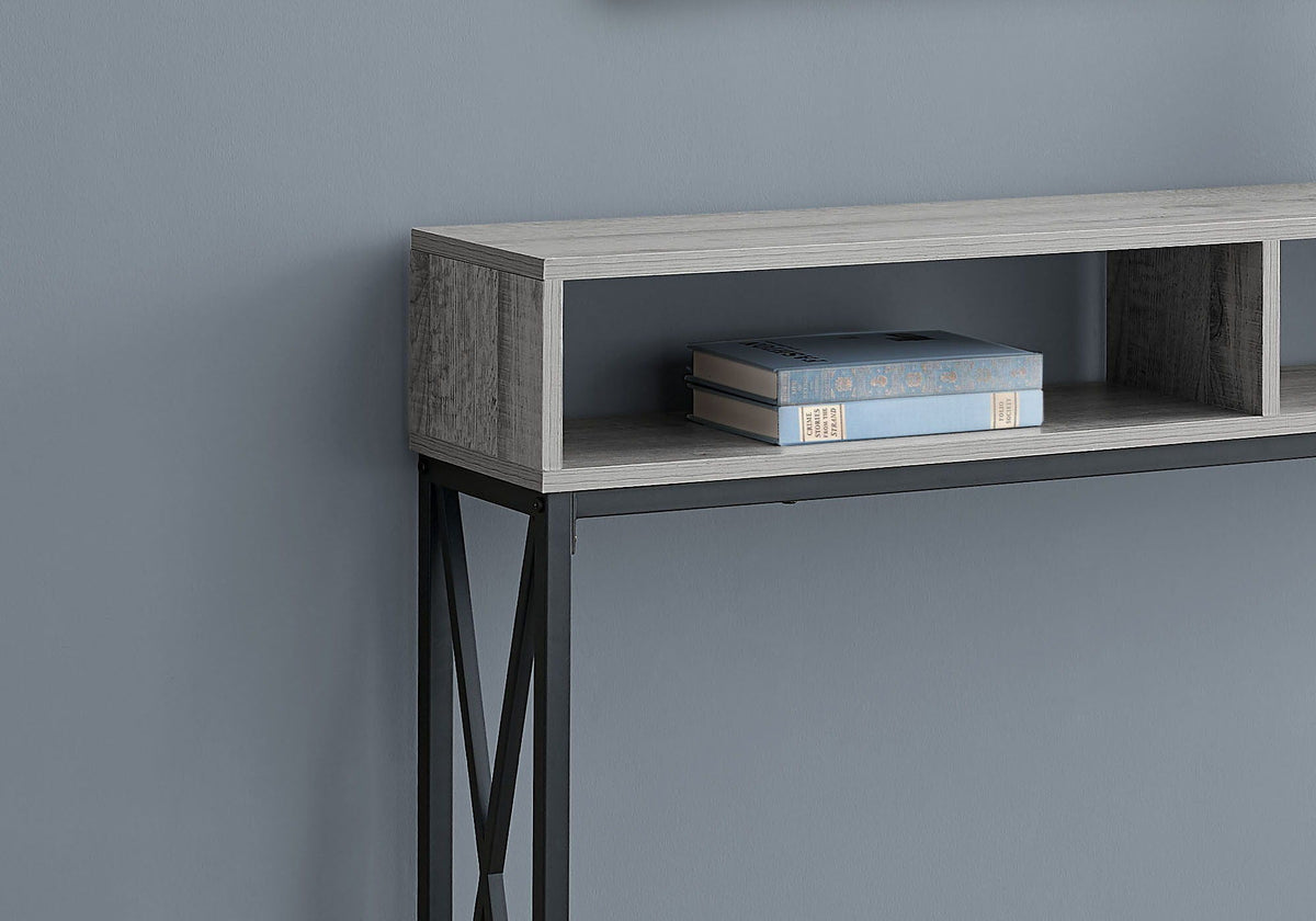 Contemporary Console Table with Metal X-Frame - Light Brown, Dark Brown, Dark Gray, photo 7 of 12
