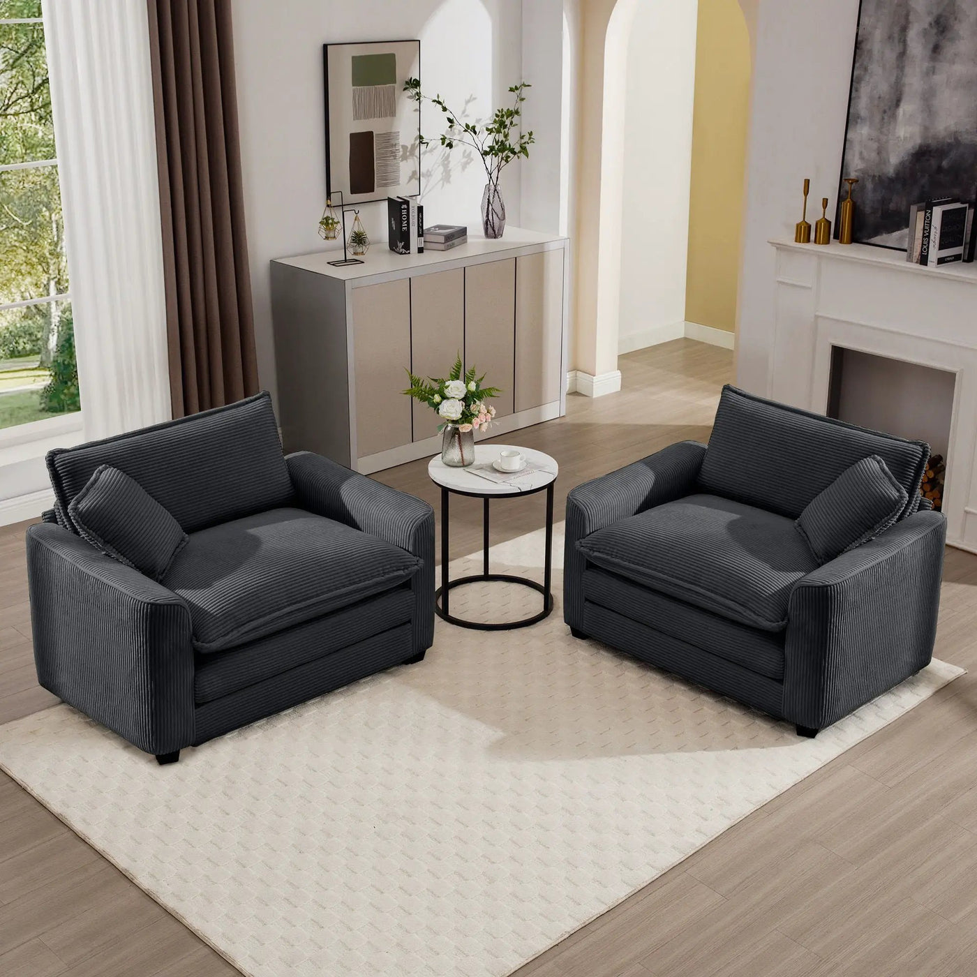 Modern Classic Fabric Single Chair Deep Seat Sofa With Pillow by HouseOfZazla