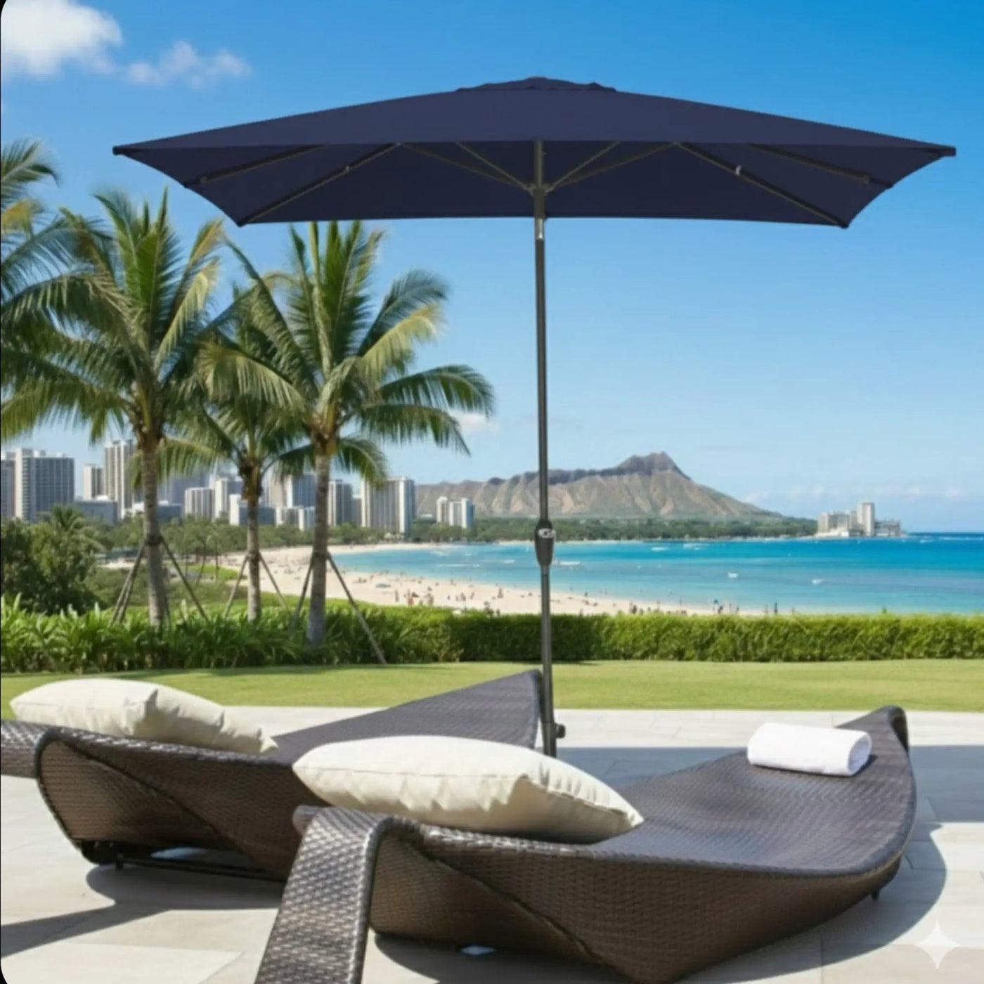 Rectangular Patio Umbrella With Crank Tilt, Polyester UV-Resistant Canopy by HouseOfZazla