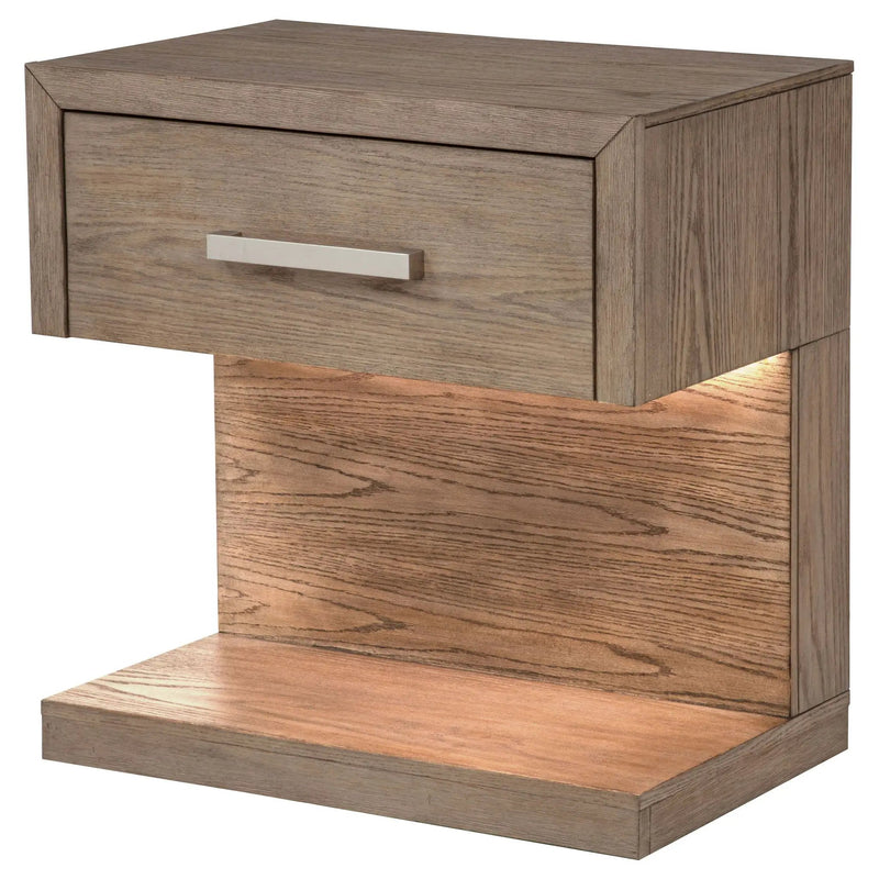 Kenora 1-drawer Nightstand Bedside Table Barley Brown by Unique Piece Furniture