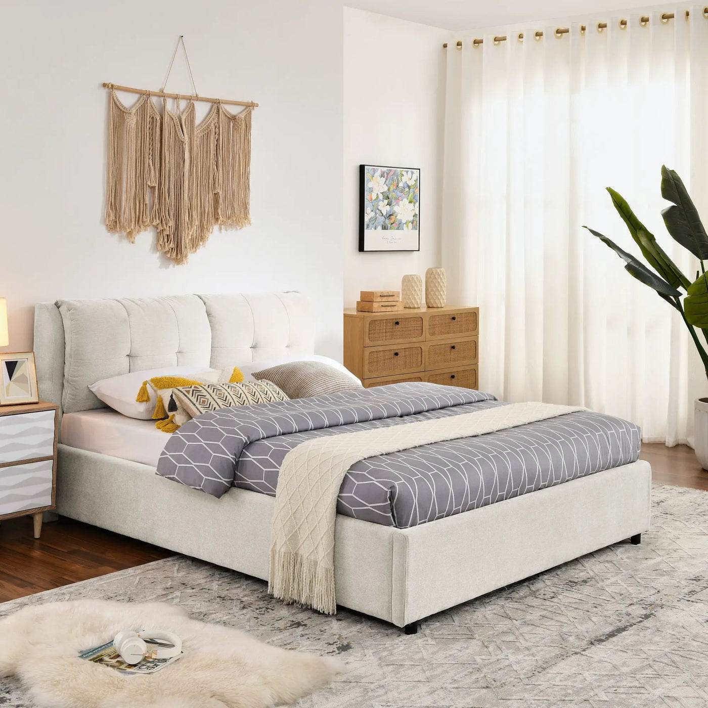 Storage Upholstered Hydraulic Platform Bed With Integrated Headboard by Unique Piece Furniture