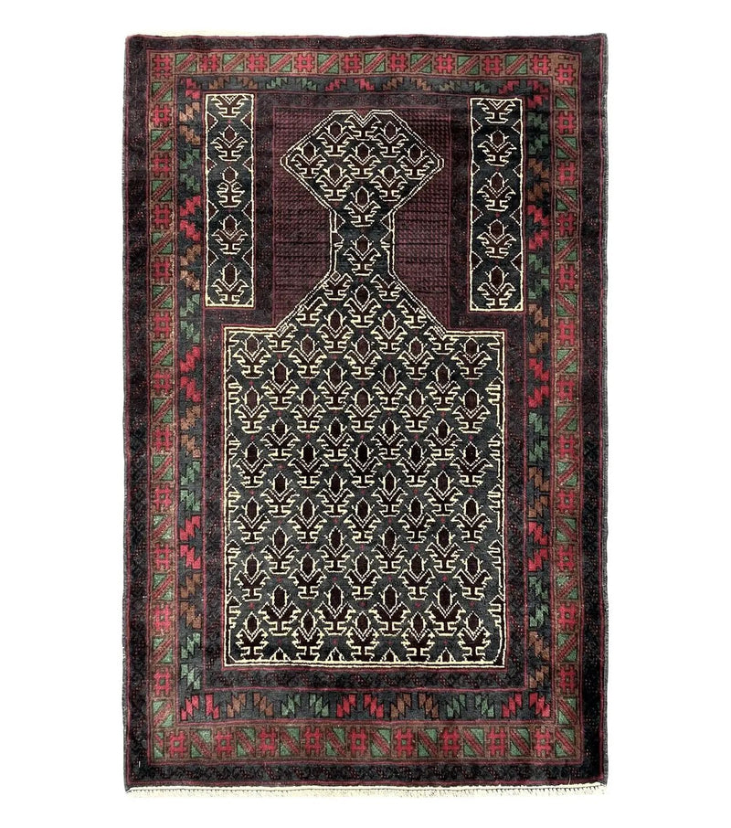 3x5 New Vintage Handmade Wool Rug Tribal Balouch Turkoman Prayer Rug Veggie Dyes by Jewel Rugs