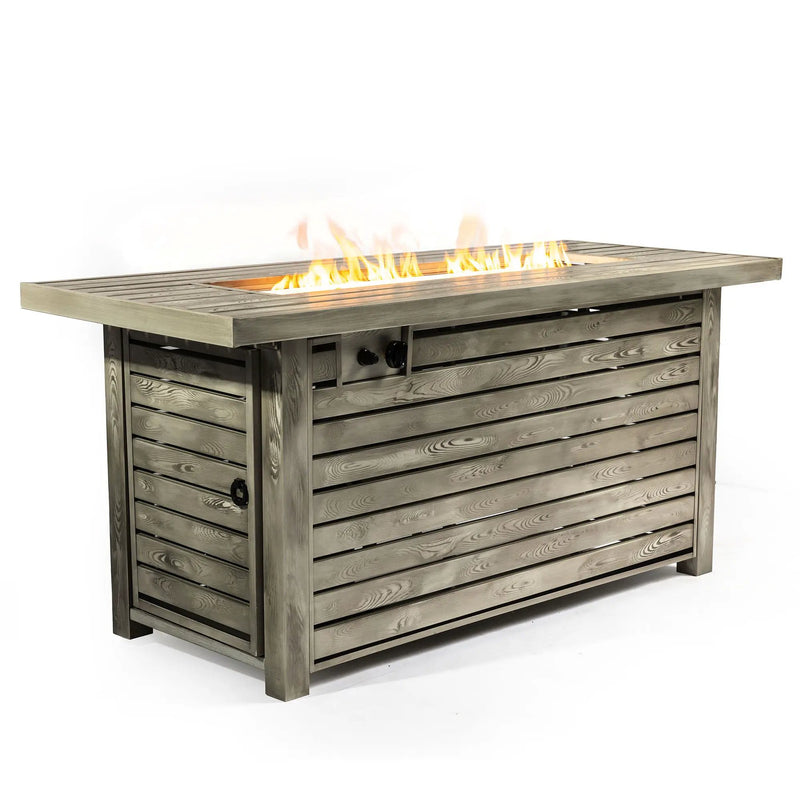 Propane Gas Fire Pit Table, 50000 Btu, Rectangular For Outside - Light Beige by HouseOfZazla