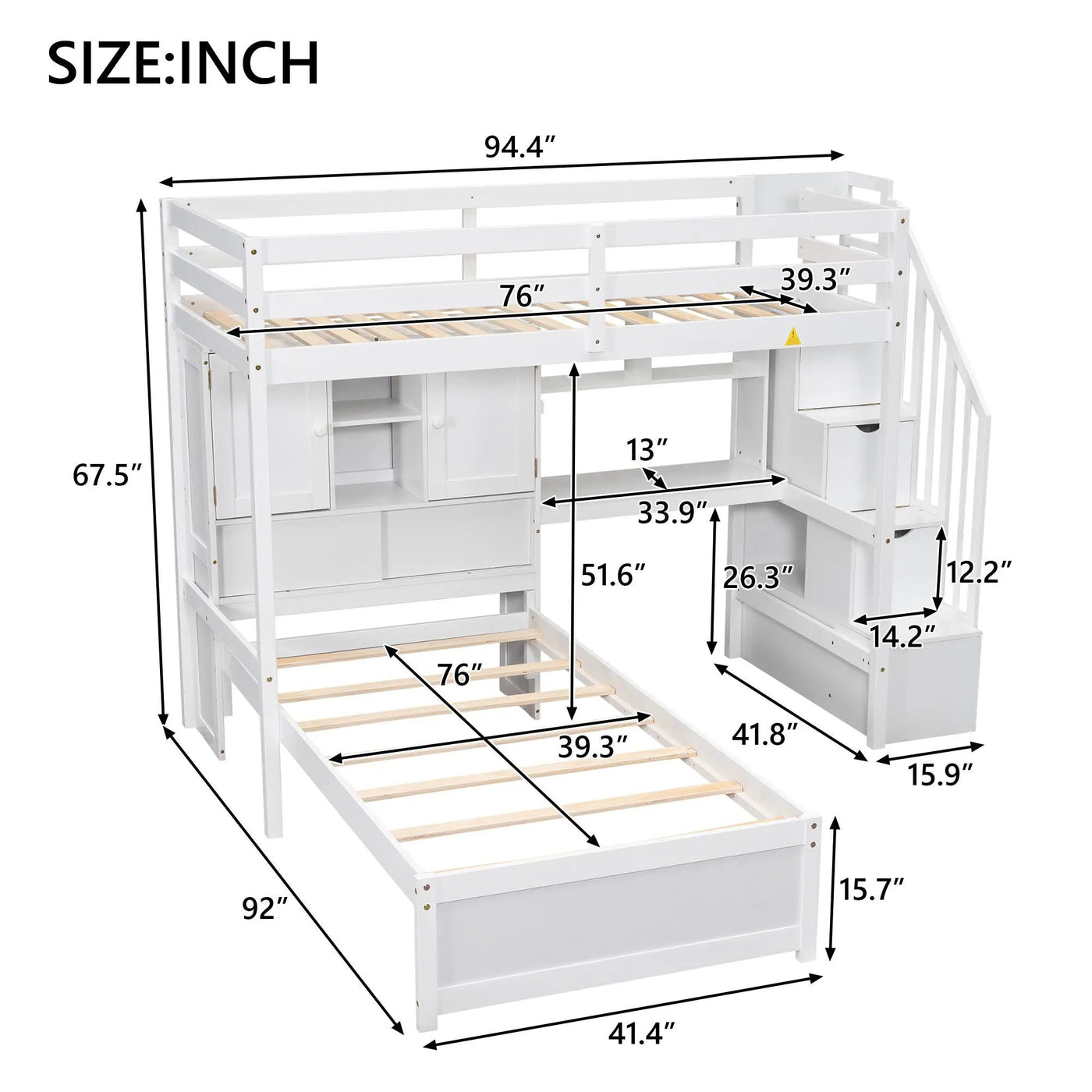 Loft Bed With Built In Desk And Staircase by HouseOfZazla