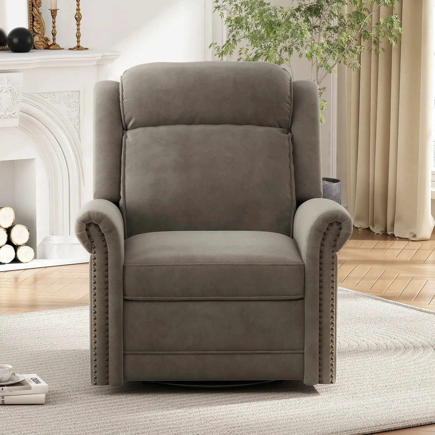 360 Degrees Swivel Recliner Manual Rocking Recliner Home With Adjustable Backrest by Unique Piece Furniture