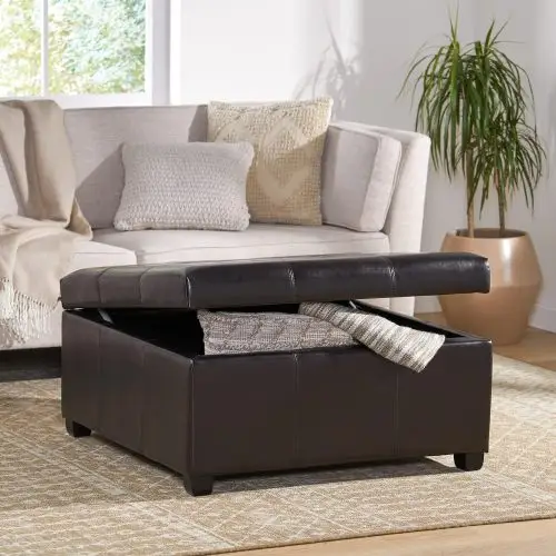 35inch Storage Ottoman, Large Square Ottoman Bench with Storage, Tufted Ottomans Footstool for Living Room by HouseOfZazla