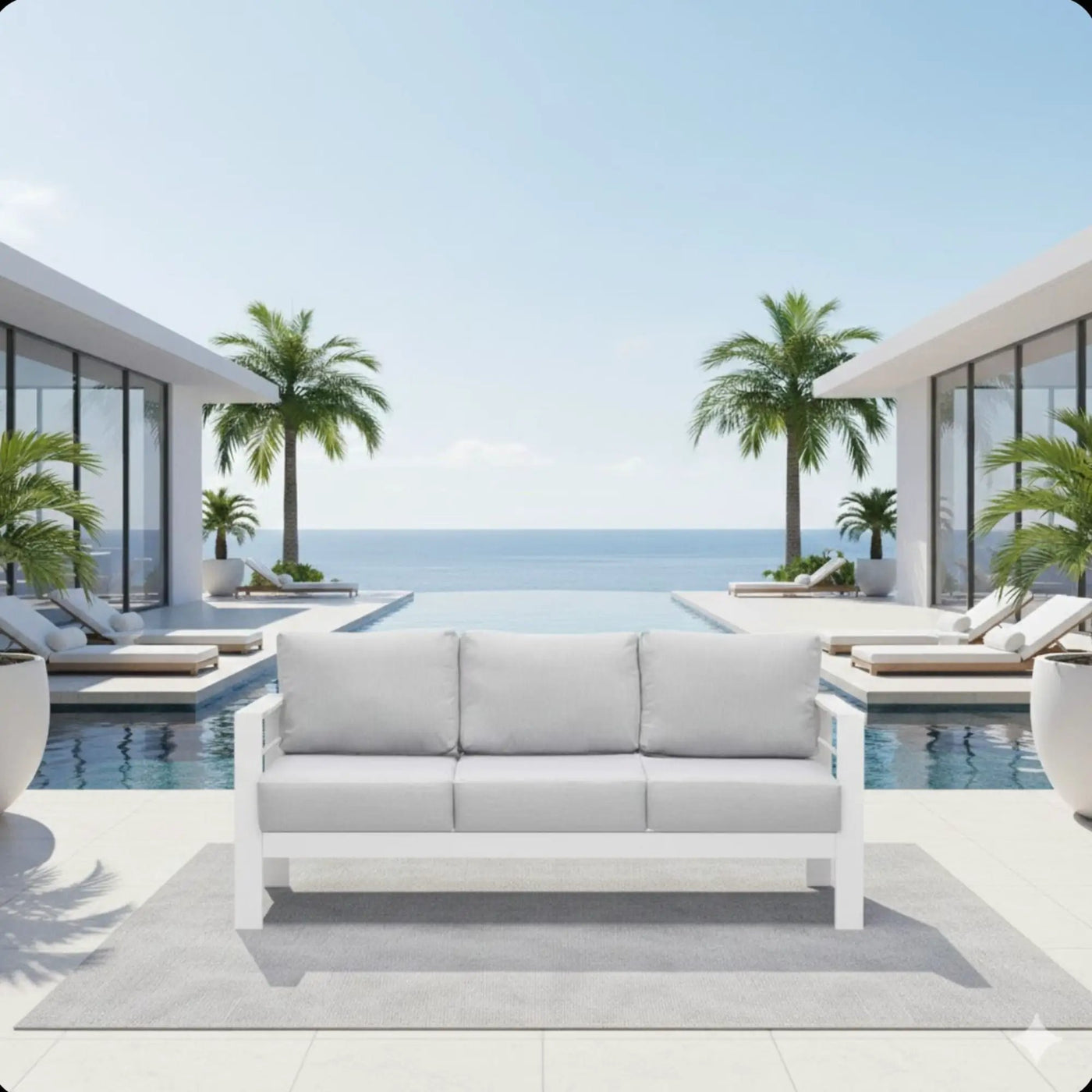 All-Weather Patio Sofa & Cushions, 3 Seat Outdoor Couch by HouseOfZazla