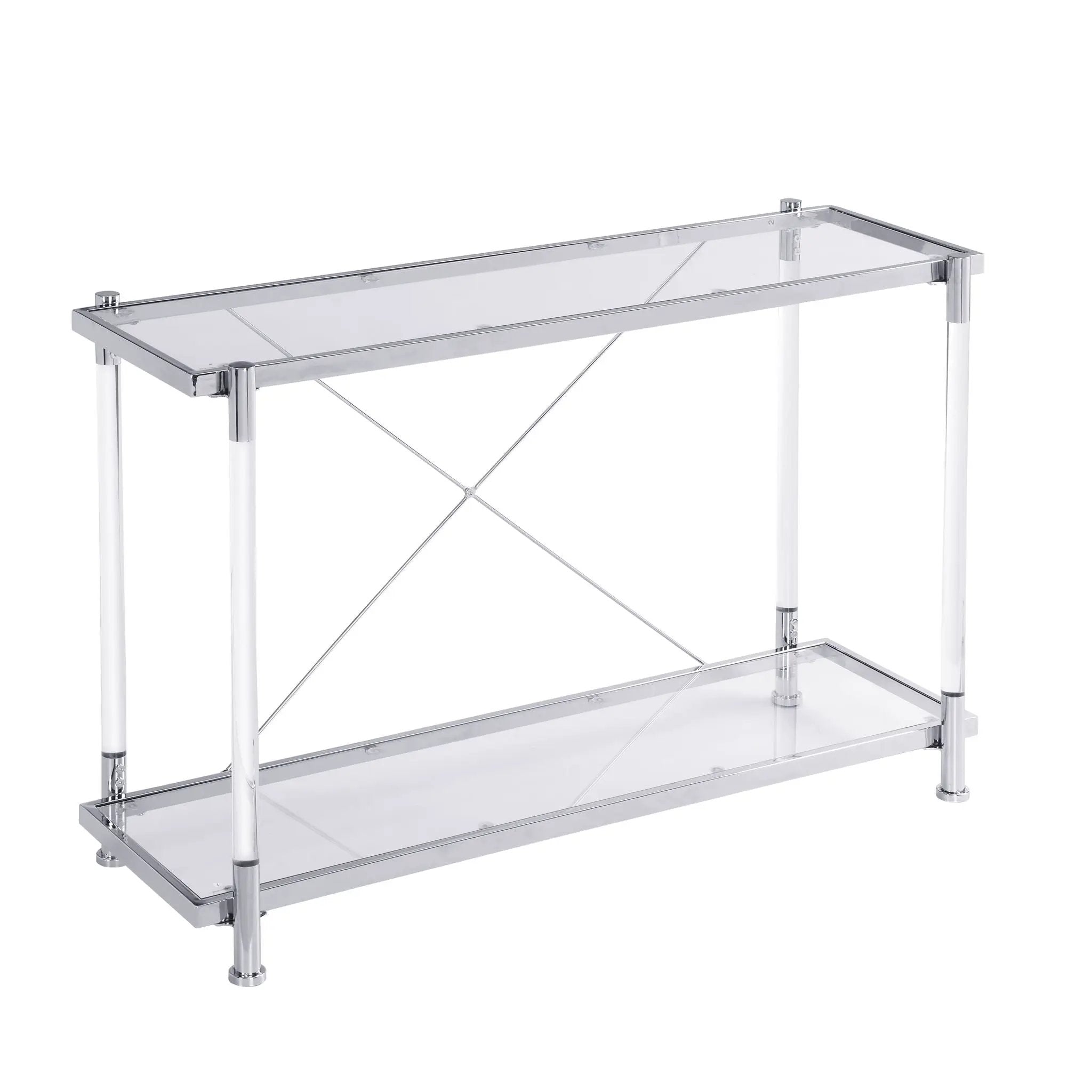 Chrome Glass Sofa Table, Acrylic Side Table, Console Table For Living Room & Bedroom - Chrome by HouseOfZazla