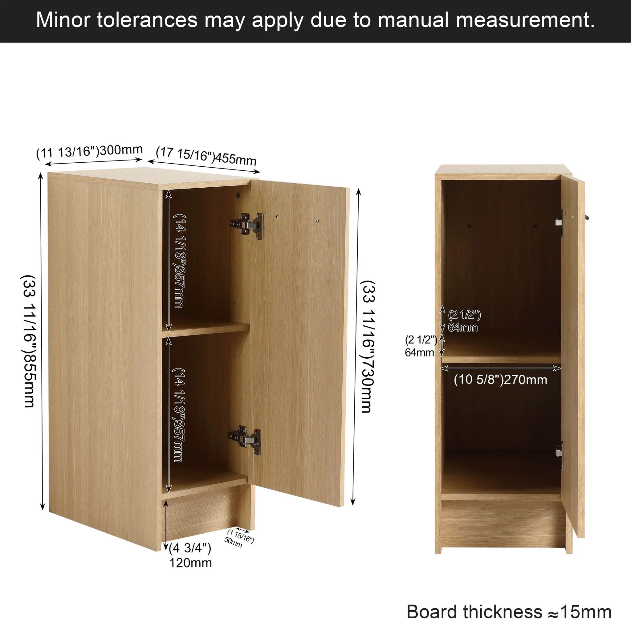Slim Freestanding Bathroom Storage Cabinet - Light Oak by HouseOfZazla