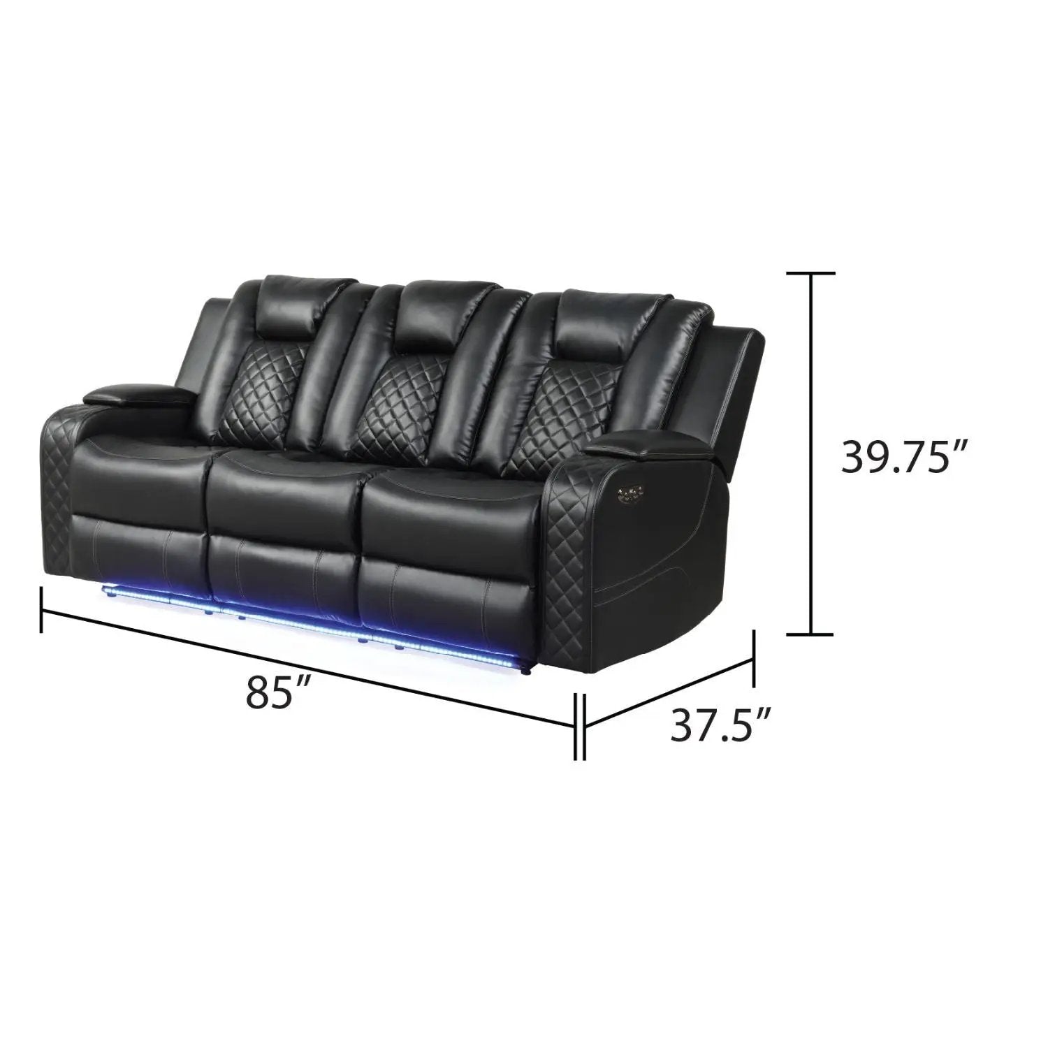 Benz - Power Recliner Set With LED Lighting And USB Charging by HouseOfZazla