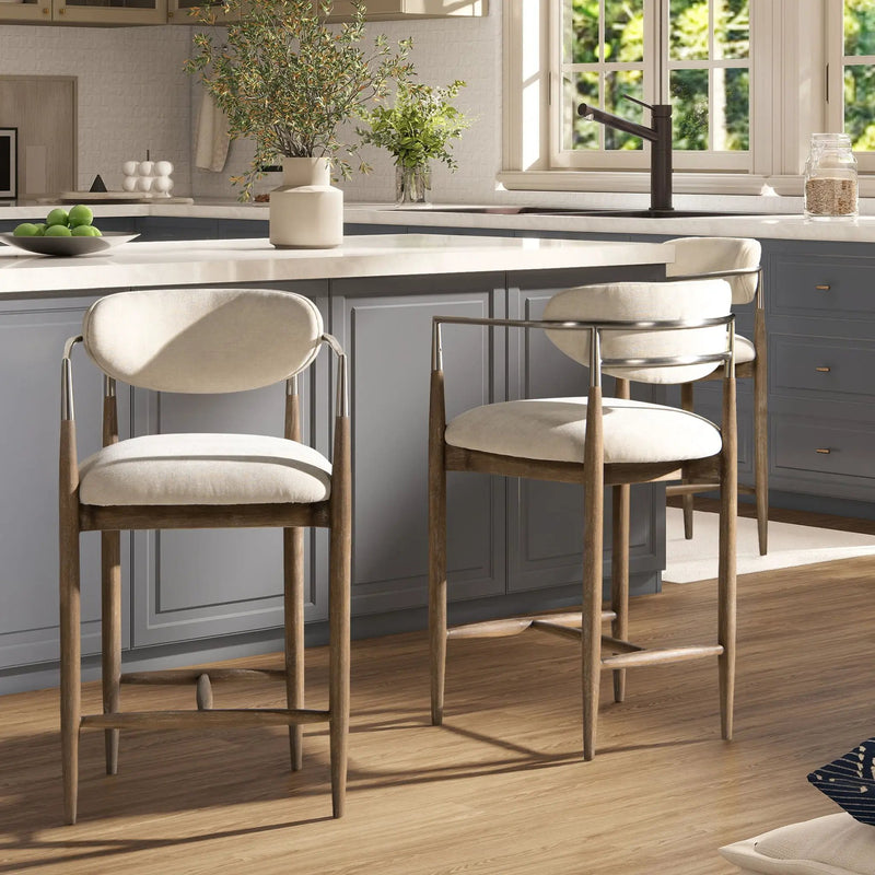 Artemis - Mixed Material Upholstered Counter Stool - Warm White by Unique Piece Furniture