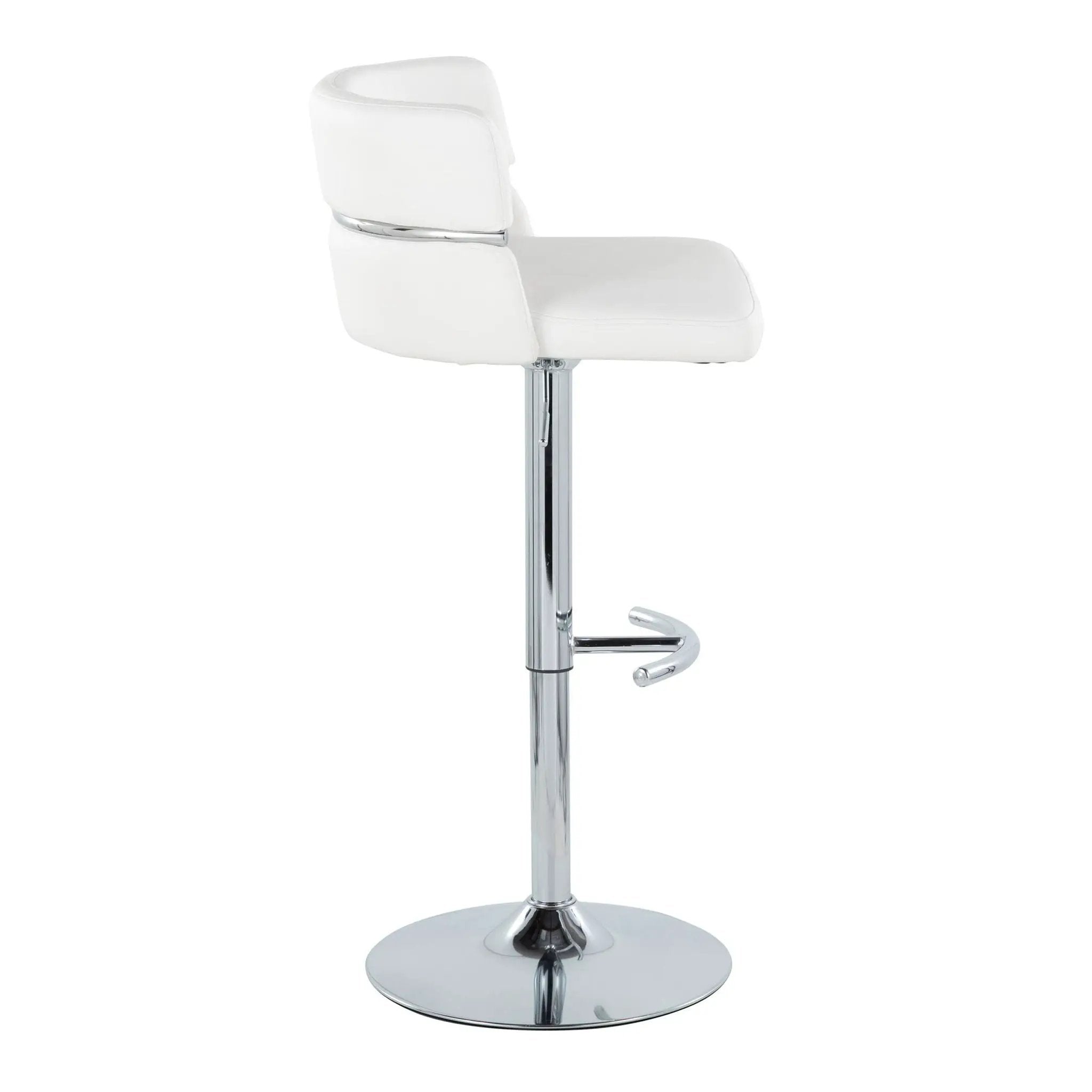 Cinch - Contemporary Adjustable Barstool With Swivel With Rounded T Footrest (Set of 2) - Chrome / White by Unique Piece Furniture