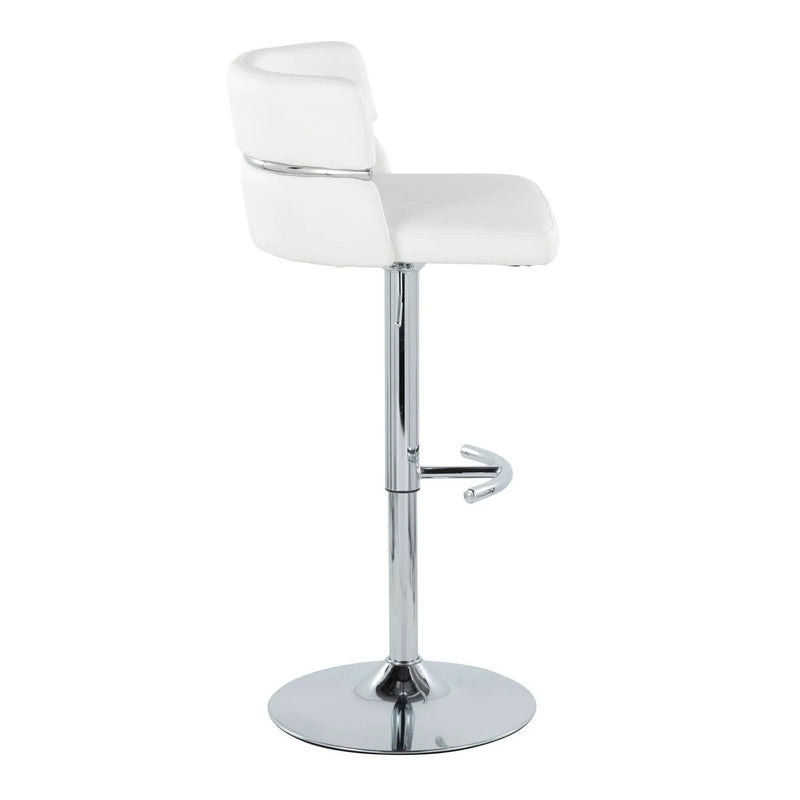 Cinch - Contemporary Adjustable Barstool With Swivel With Rounded T Footrest (Set of 2) - Chrome / White by Unique Piece Furniture