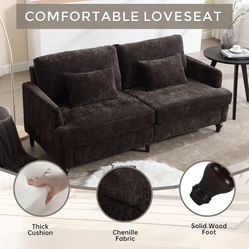 Mid Century Modern Fabric Loveseat Sofa, 2 Seat Upholstered Couch by Unique Piece Furniture