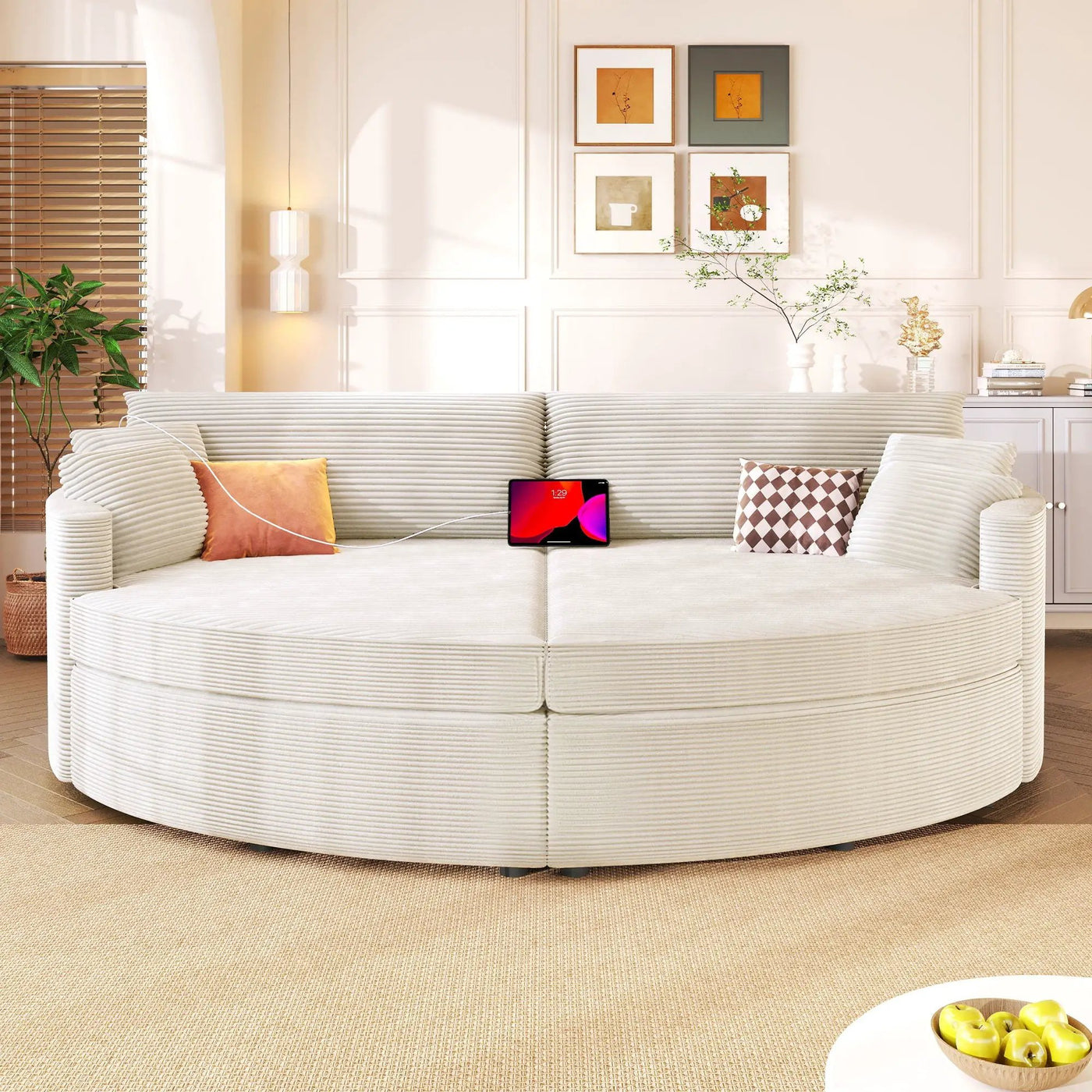 Oversized Double Chaise Lounge Sofa With USB Ports by HouseOfZazla