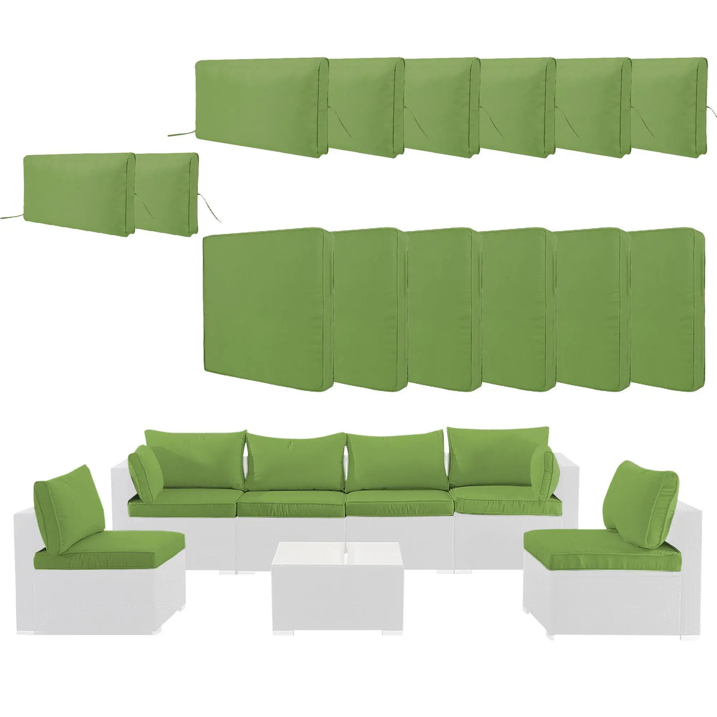 Cushion Covers For 7 Piece Wicker Sectional Sofa, 14 Pack Seat And Back Slipcovers With Zipper by HouseOfZazla
