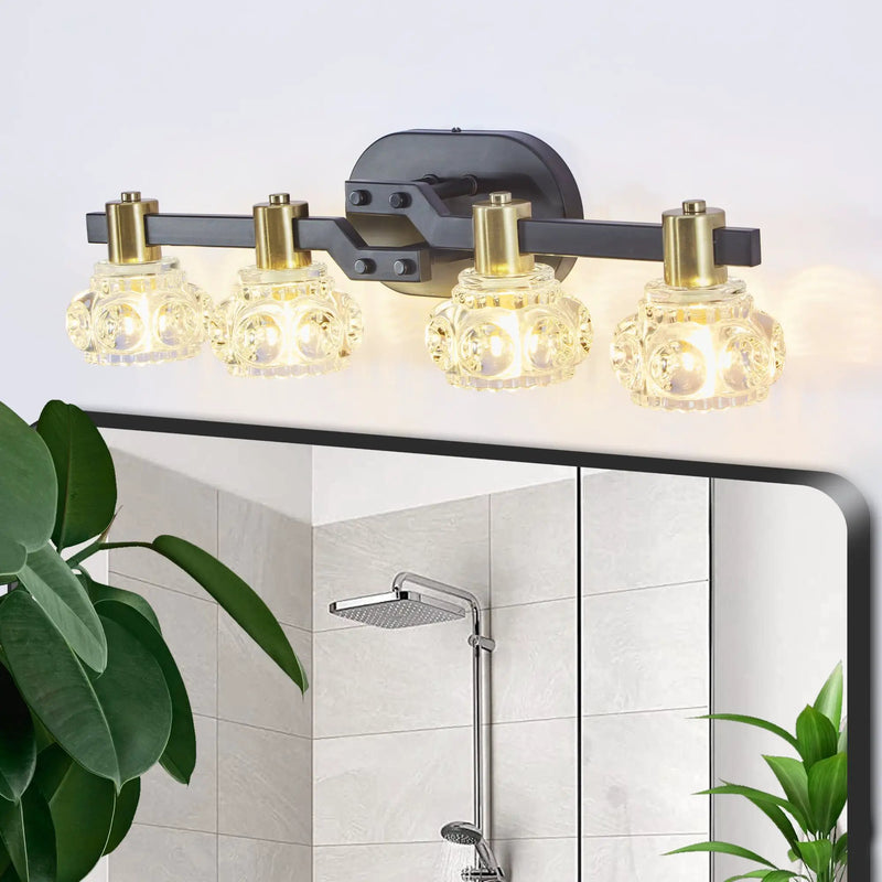 24" Vintage 4-Light Wall Sconce with Clear Crystal Shades by HouseOfZazla