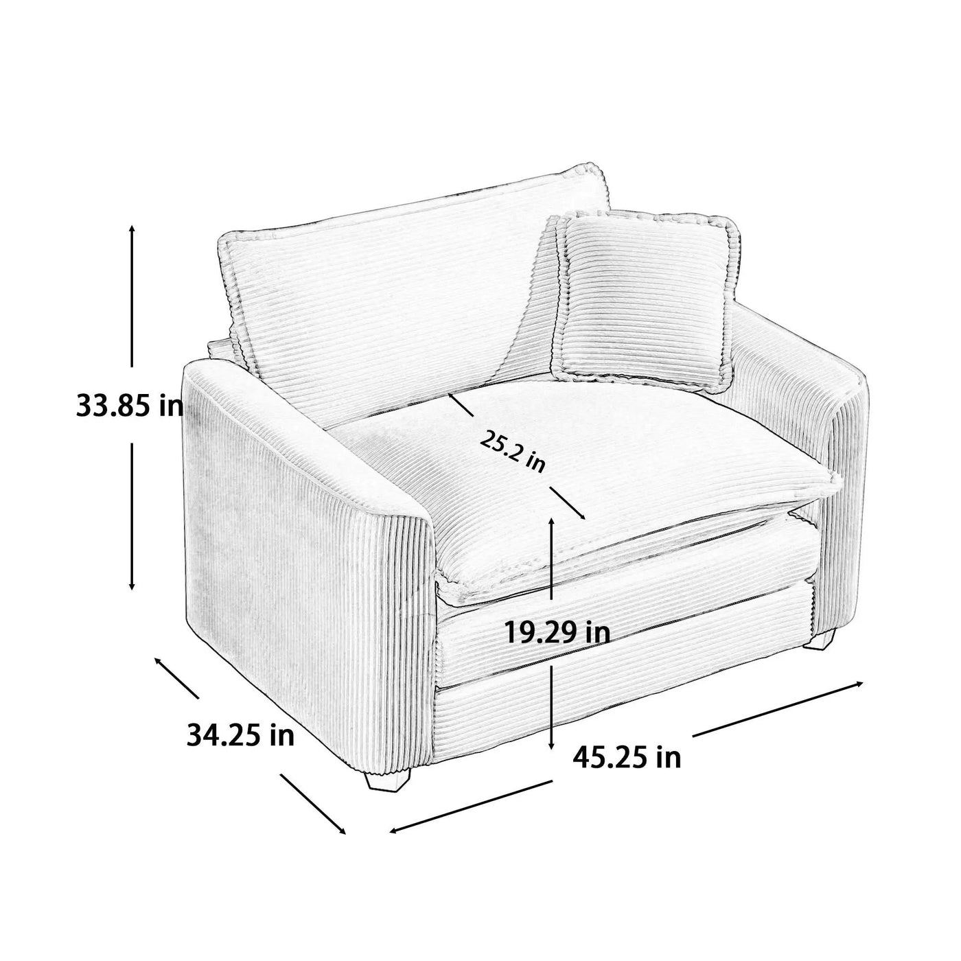 Modern Classic Fabric Single Chair Deep Seat Sofa With Pillow by HouseOfZazla